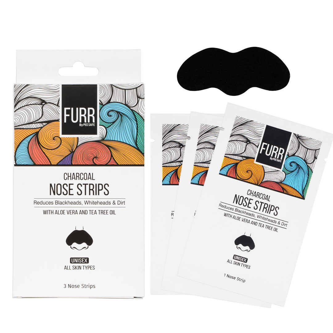 Furr By Pee Safe Charcoal Nose Strips - 3n | Reduces Blackheads, Oil And Dirt | Aloevera And Tea Tre