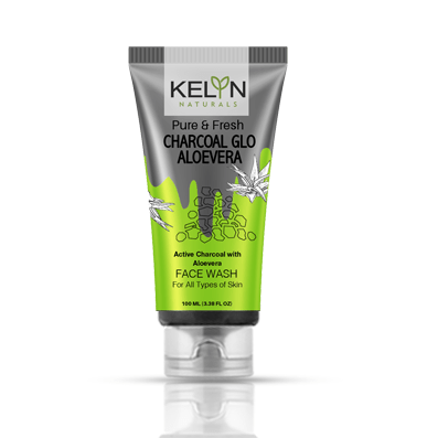 Kelyn Naturals Pure & Fresh Charcoal Glo Aloevera Face Wash 50ml 