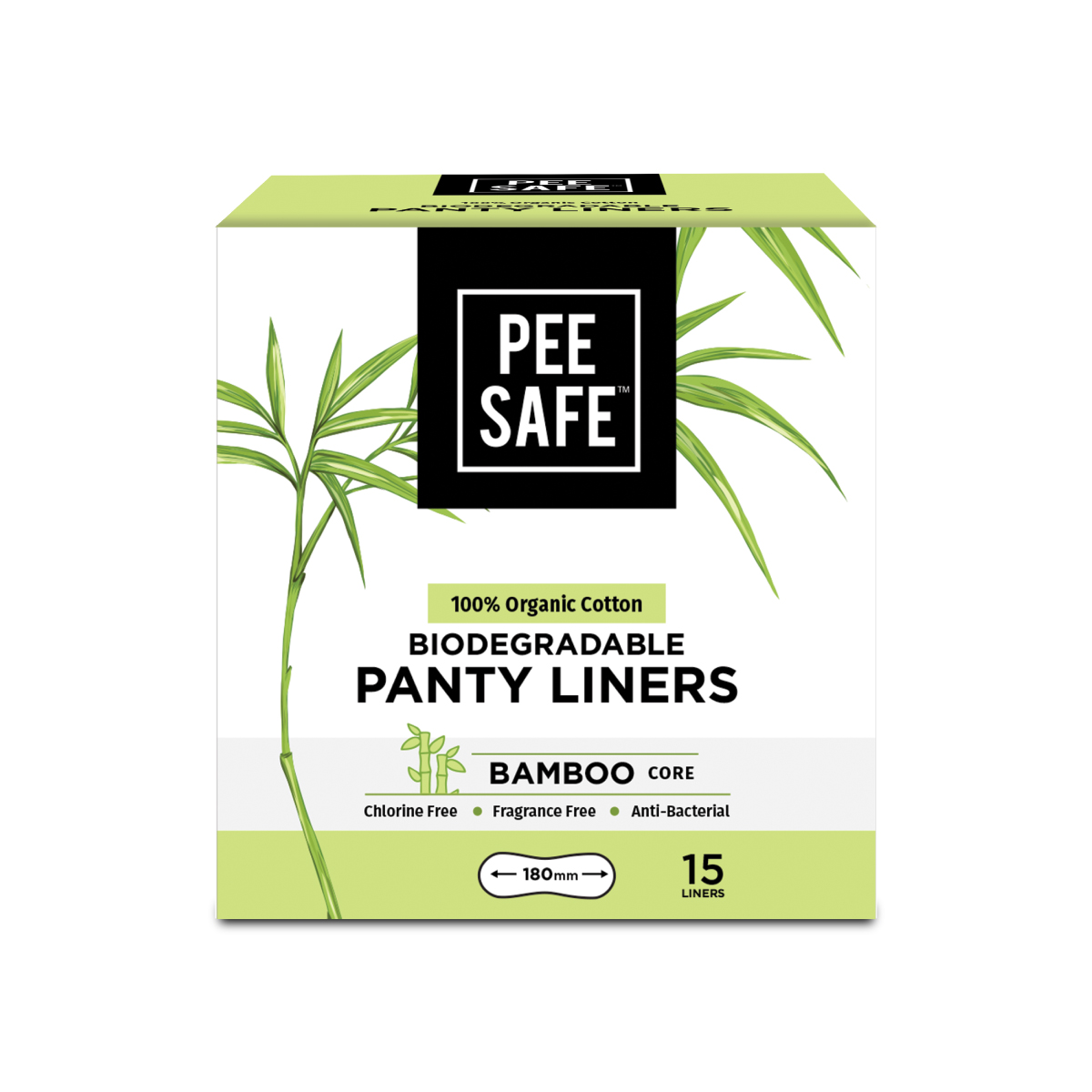 Pee Safe 100% Organic Cotton, Biodegradable Panty Liners - Pack Of 15 