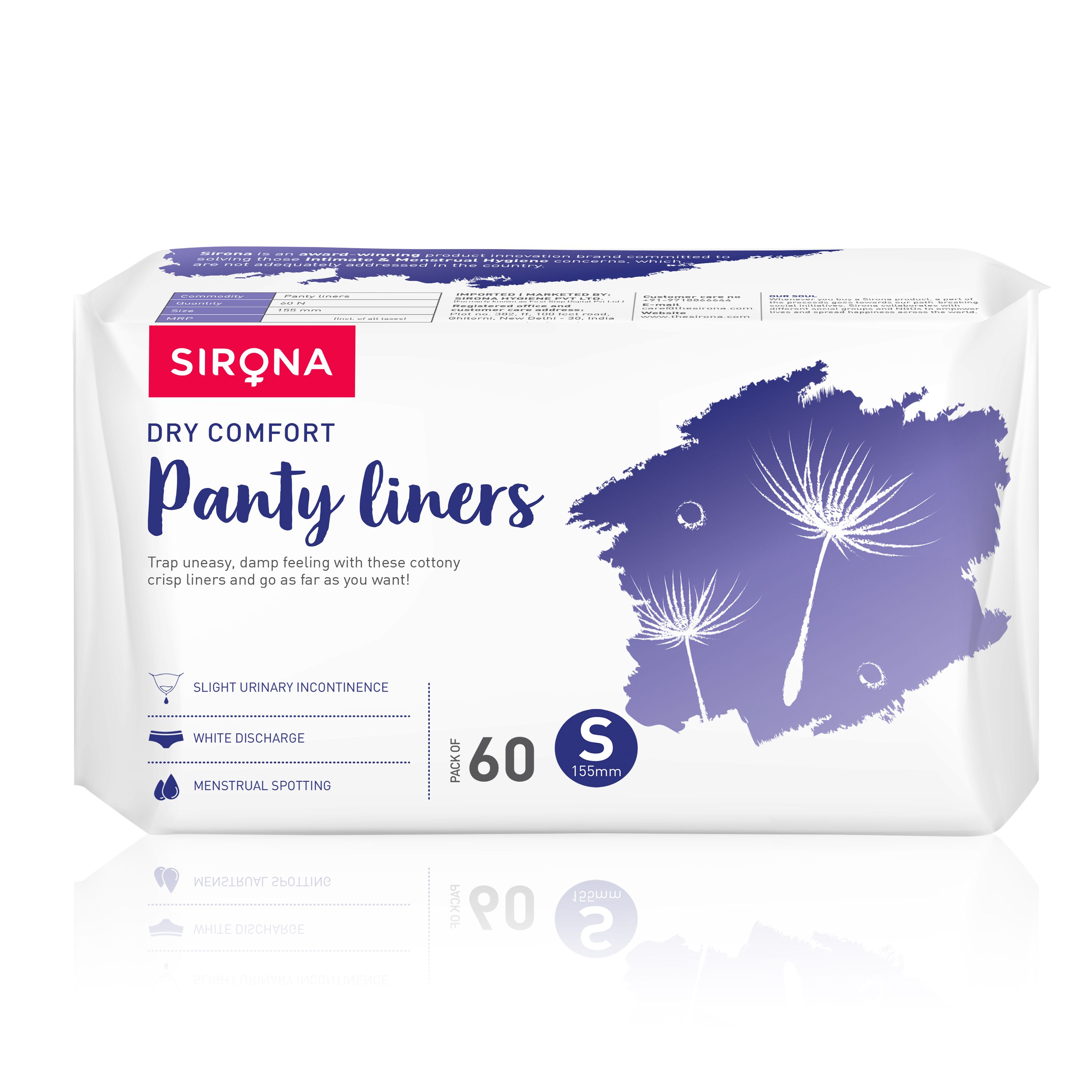 Sirona Ultra-thin Premium Panty Liners (regular Flow) ? 60 Counts - Large