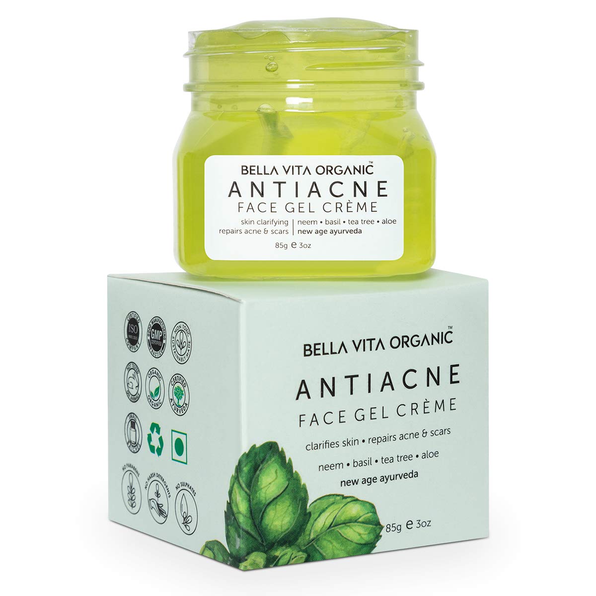 Bella Vita Organic Anti Acne Face Gel with Neem, Tulsi & Aloe Vera - 85 gm