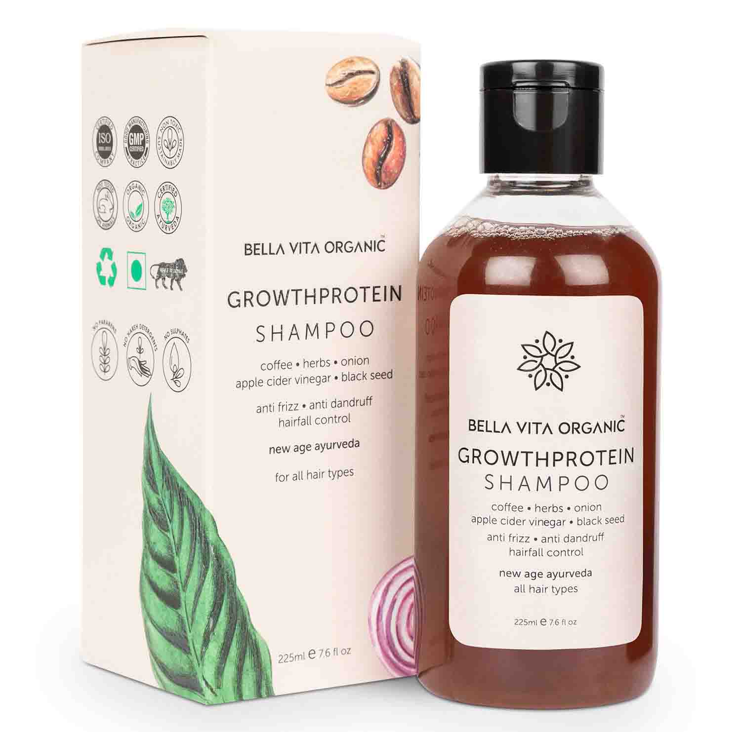 Bella Vita Organic Growth Protein Conditioning Shampoo (SLS/Paraben/Sulfate Free)  -  225 ml