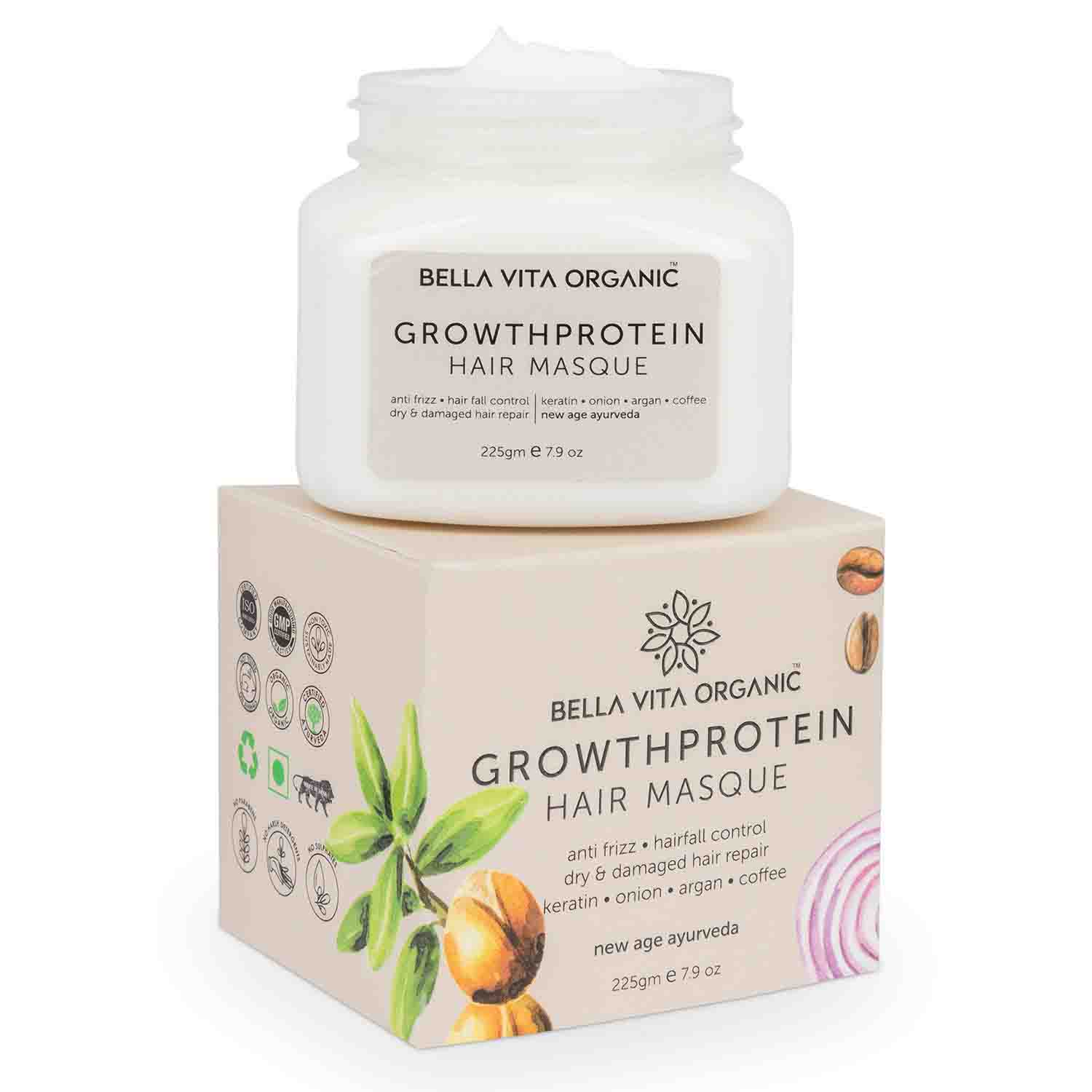 Bella Vita Organic Growth Protein Hair Spa Mask for Hairfall Control, Frizz, Color Damaged Hair Repa