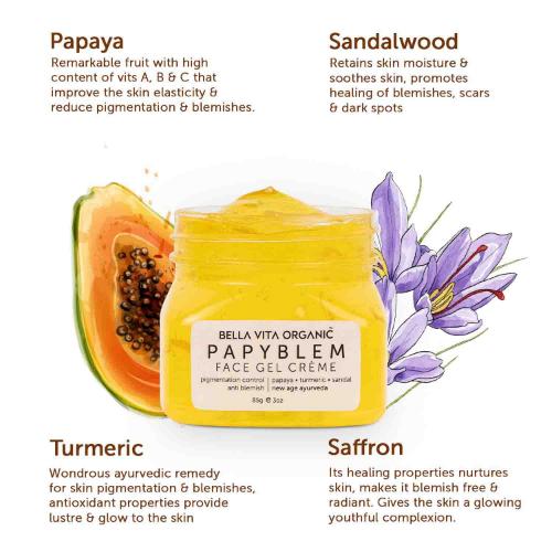 Bella Vita Organic PapyBlem Pigmentation Blemish Cream Gel For Skin Brightening with Papaya & Saffro