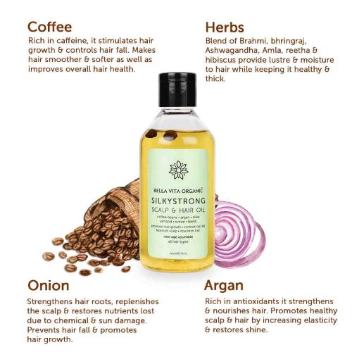 Bella Vita Organic Silky Strong Coffee & Onion Ayurvedic Natural Hair Growth Oil, Volume & Hair Fall