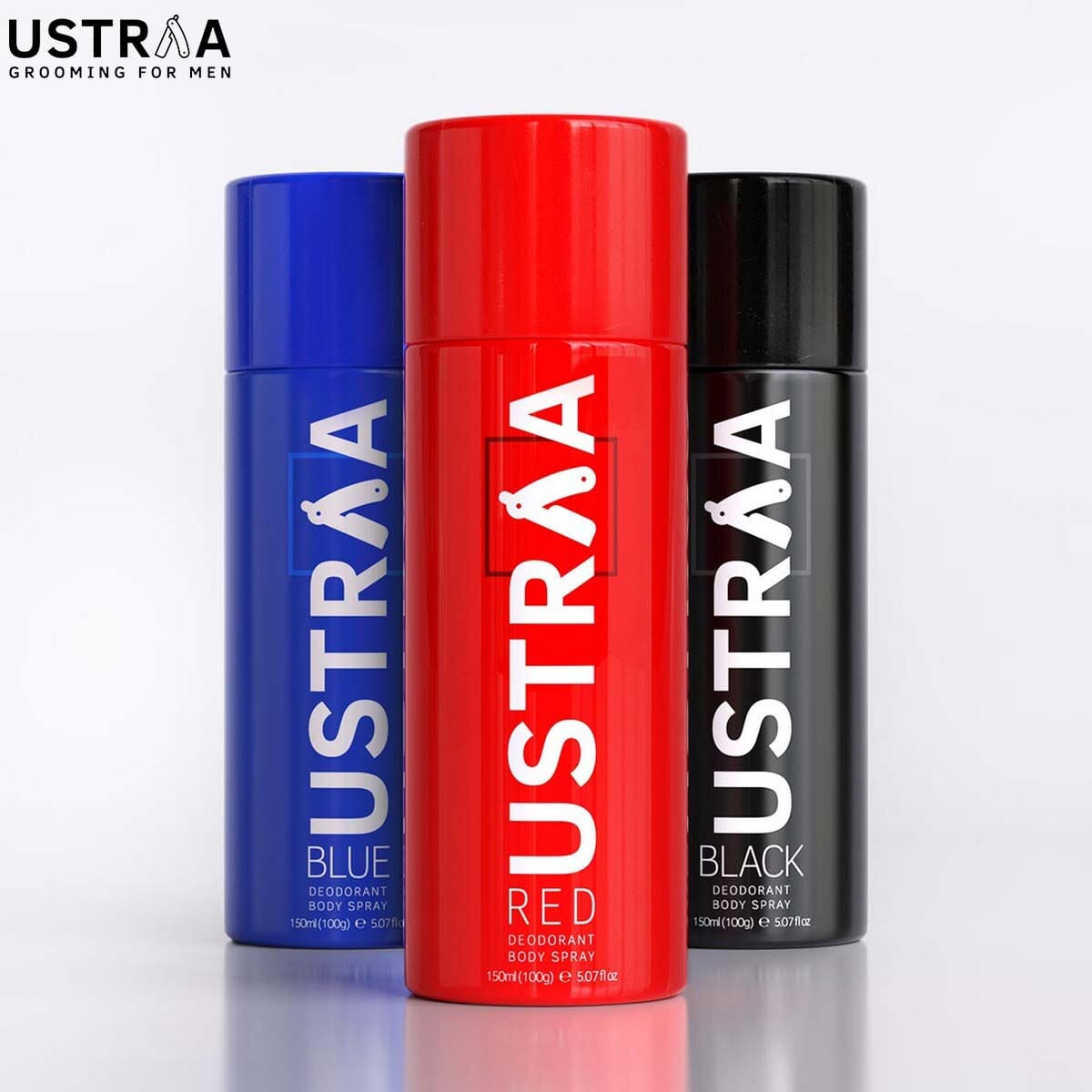 Deodorant Body Spray - 150 ml - RED, BLACK, BLUE (Set of 3)