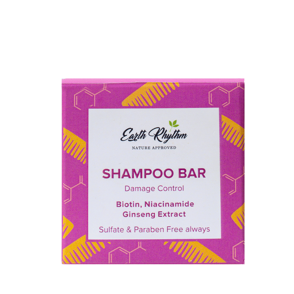 Earth Rhythm Shampoo Bar With Biotin, Niacinamide & Ginseng Extract - 80 gm (Paper Box) 