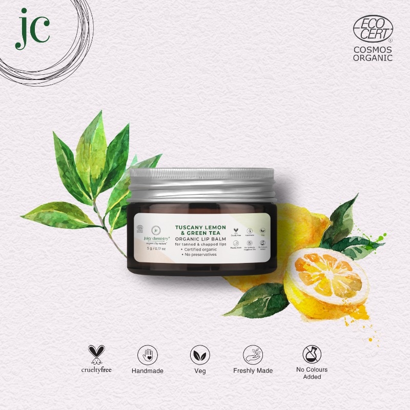 Juicy Chemistry Lip Balm for Tanned & Chapped Lips with Tuscany Lemon & Green Tea - 5 gm