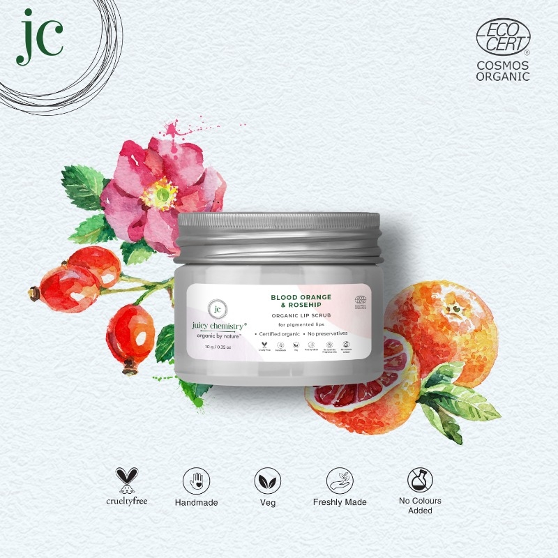 Juicy Chemistry Lip Scrub for Pigmented Lips with Blood Orange and Rosehip - 10 gm