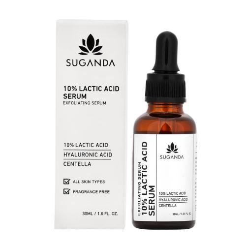Suganda 10% Lactic Acid AHA Exfoliating Serum with Hyaluronic Acid - 30 ml