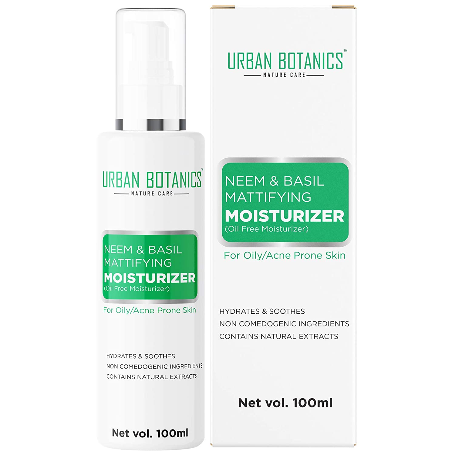 Urban Botanics Neem & Basil Mattifying Moisturizer - 100 ml
