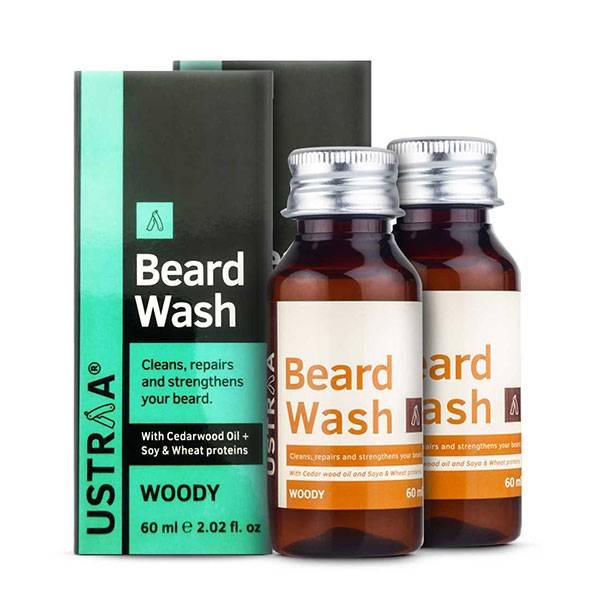 Ustraa Beard Wash - Woody (Pack of 2 x 60 ml)