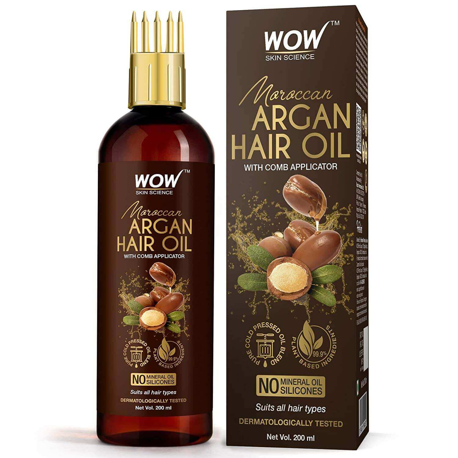 wow science argan hair oil with comb 200ml