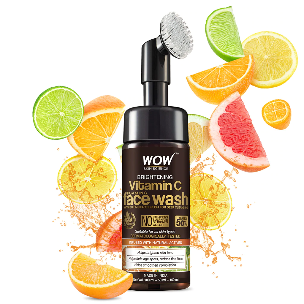 wow science vitamin c face wash with brush 150ml