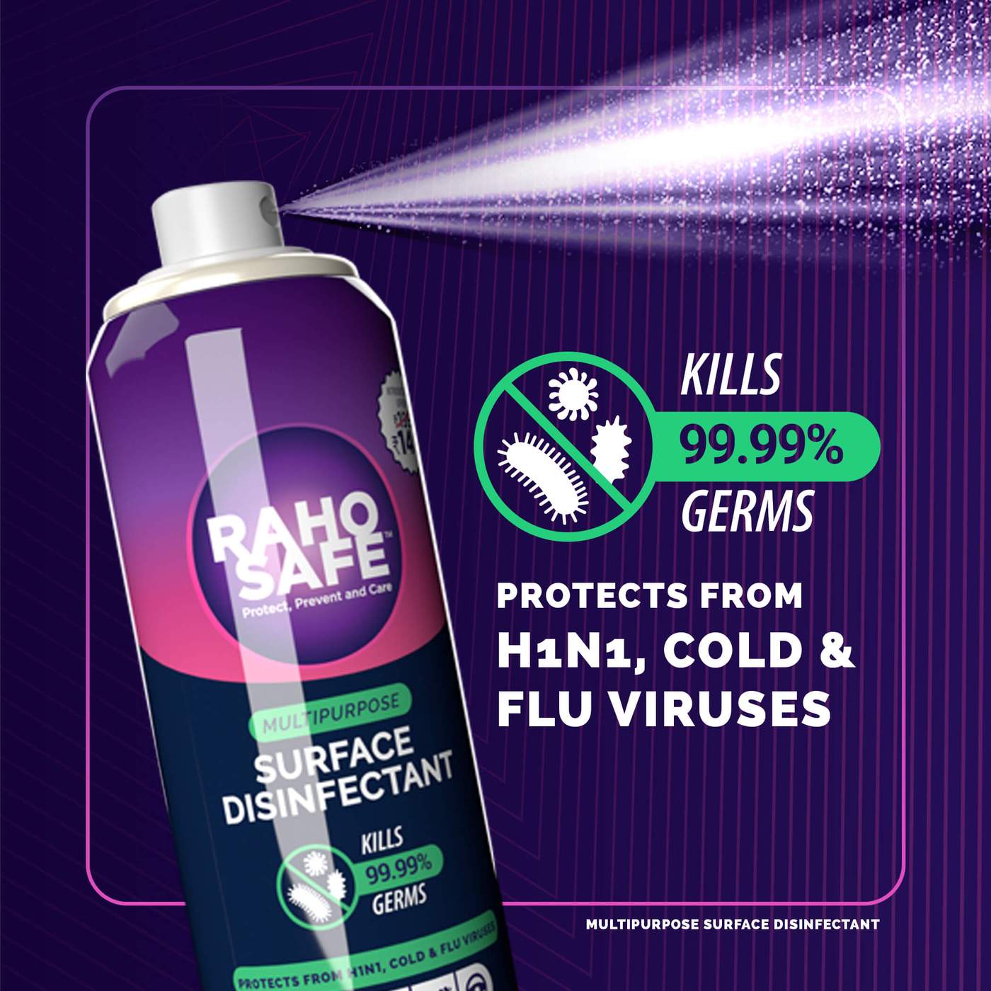 Raho Safe Multipurpose Surface Disinfectant Spray 120 Ml - Eucalyptus 