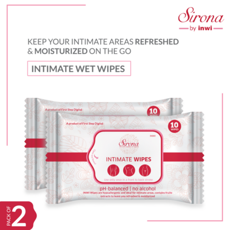 Sirona Intimate Wet Wipes - 20 Wipes (2 Pack - 10 Wipes Each)